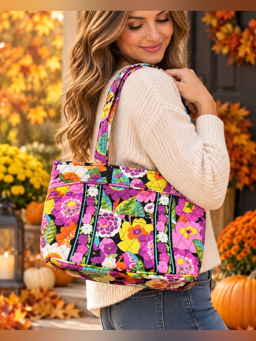 Vera Bradley Colorful Floral Quilted small Tote Bag Multicolor